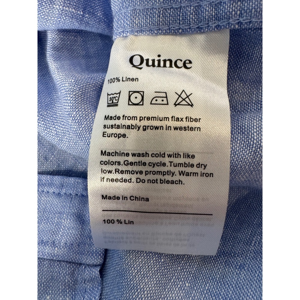 Quince 100% European Linen Long Sleeve Shirt French Blue Size L NWT - Picture 9 of 9